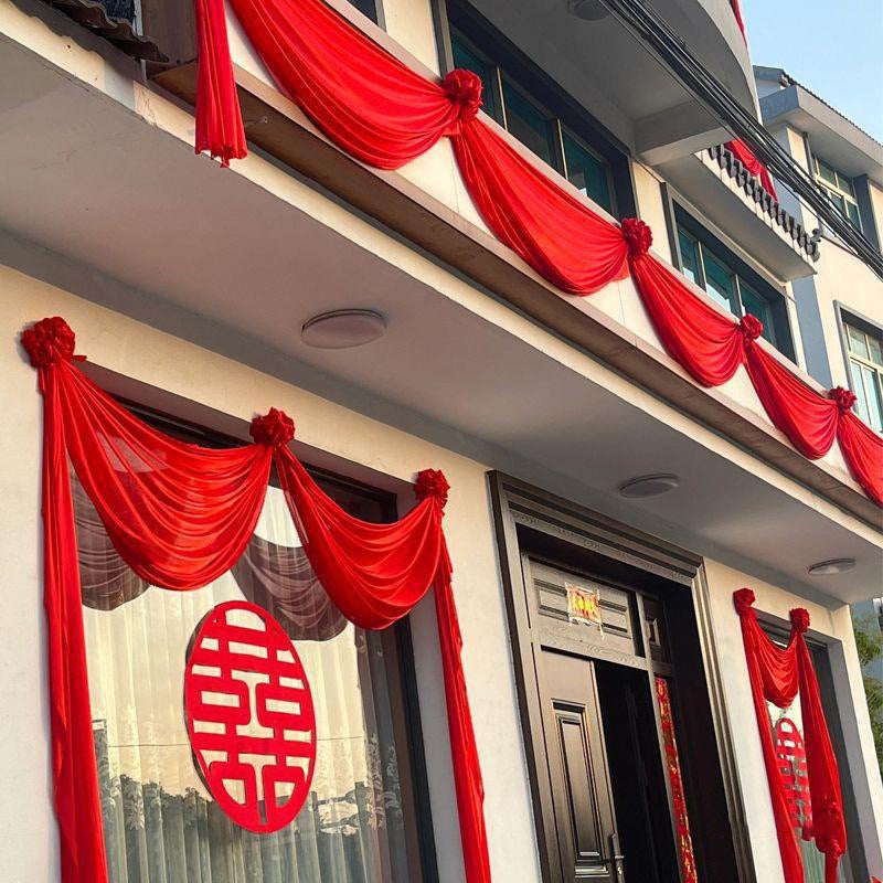 Shaman Wedding Door Decoration Big Red Flower Ball Hanging Door Unit Door Housewarming New House Wedding Room Door Head Flower Satin Direct Sales - Image 2